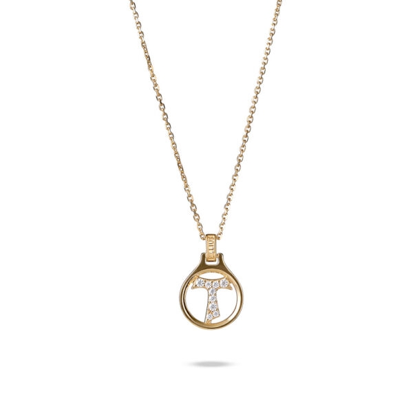Tau circle necklace with silver-gold stones