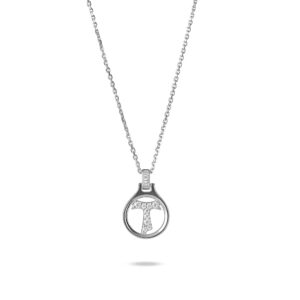 Tau circle necklace with silver rhodium stones