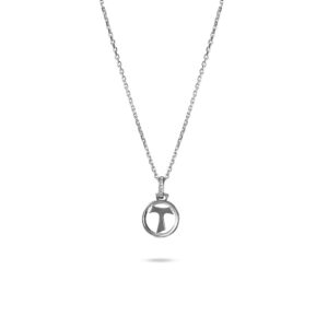 Tau necklace small circle rhodium silver