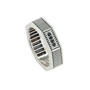 Men's Octagon Rays ring with solaris stones silver jewelry
