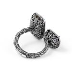 Anello Estasi doppia pietra rettangolare e quadrata donna argento ellius retro