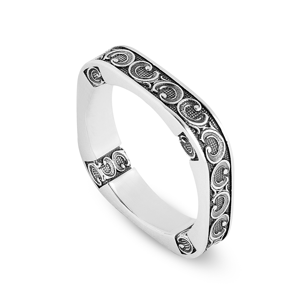 anello barocco quadrato uomo argento ellius