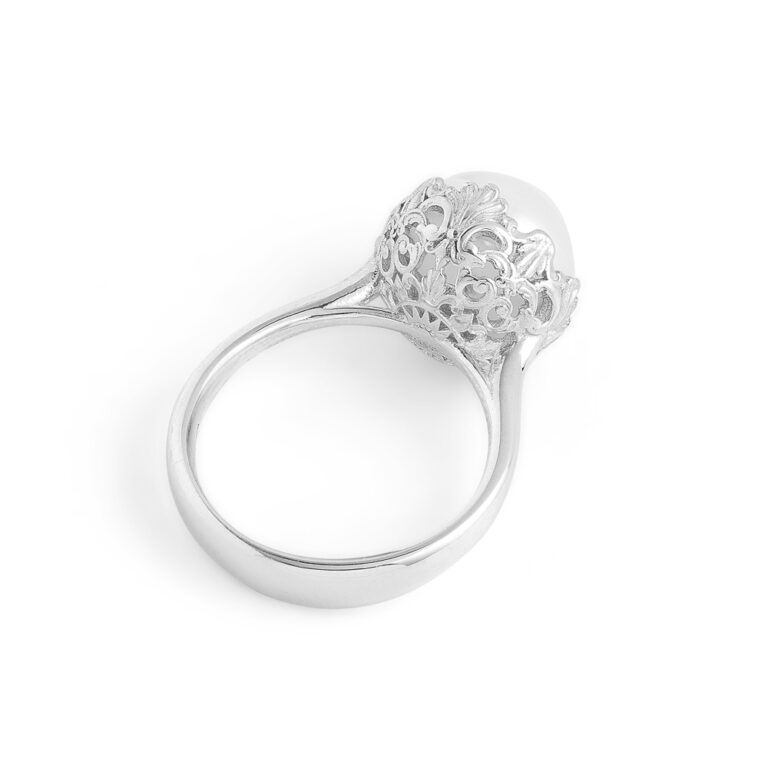 SALAN Anello In Argento 925 Regolabile Con Perla D'Acqua Dolce Naturale - Gioiello Elegante Per Donna, Regalo Per Figlia O Moglie