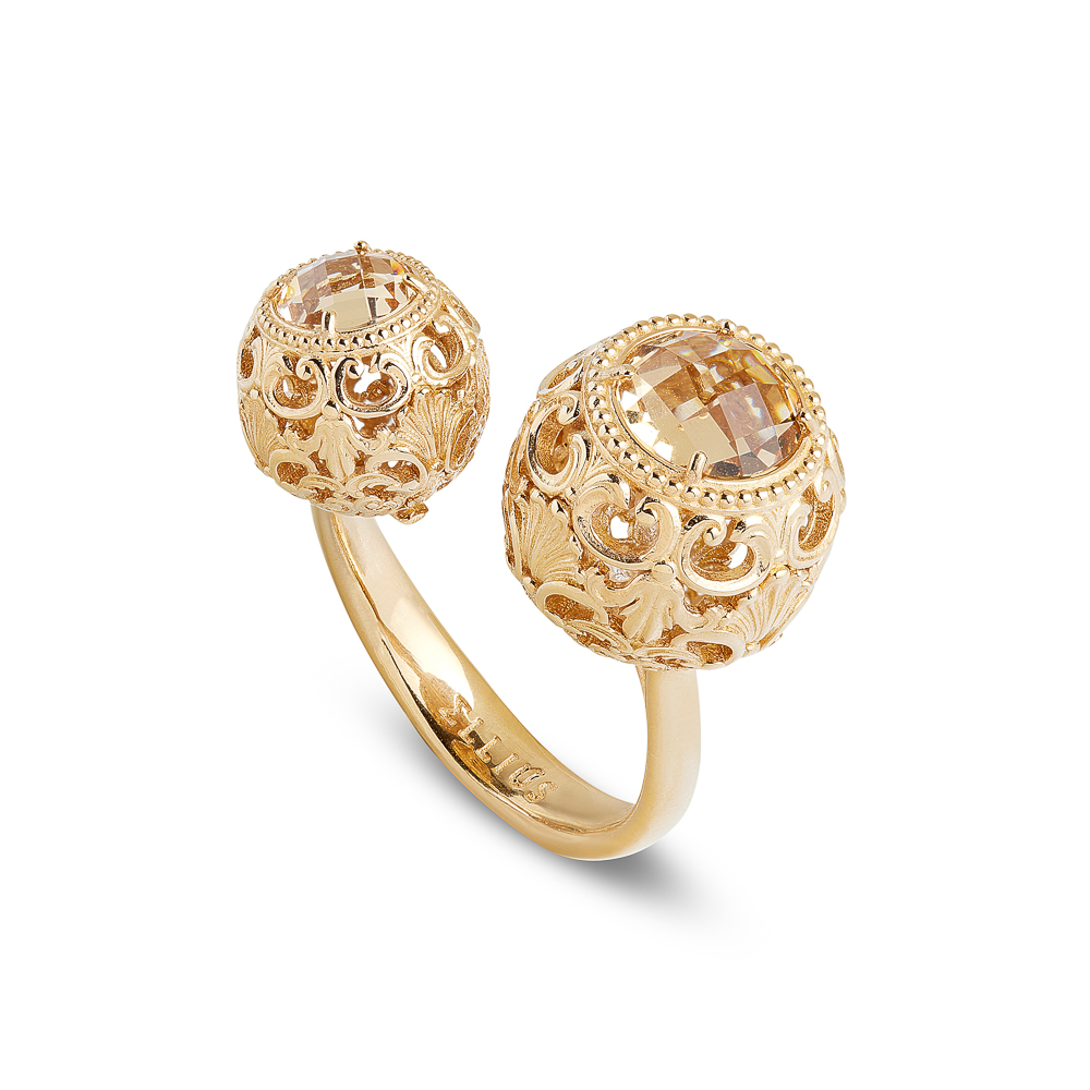 baroque double gold-plated women's silver ellius ring