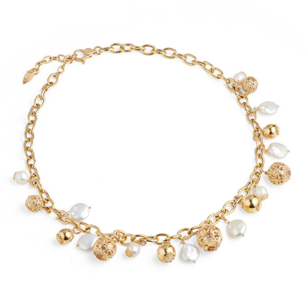 baroque baskets and pearls women's silver ellius necklace