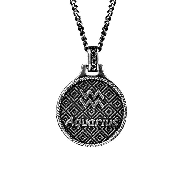 Aquarius zodiac necklace man silver ellius retro