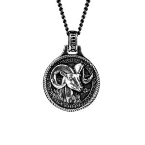 zodiac necklace aries man silver ellius front