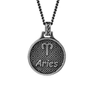 zodiac necklace aries man silver ellius retro