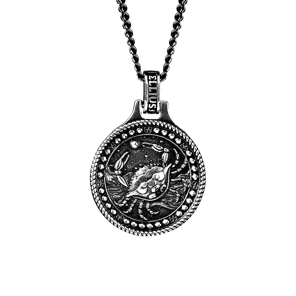 zodiac necklace cancer man silver ellius front
