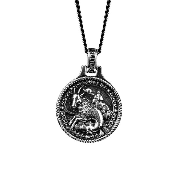 zodiac necklace capricorn man silver ellius front