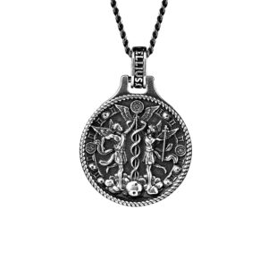 zodiac gemini silver men's necklace ellius front