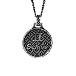 zodiac gemini silver men's necklace ellius retro