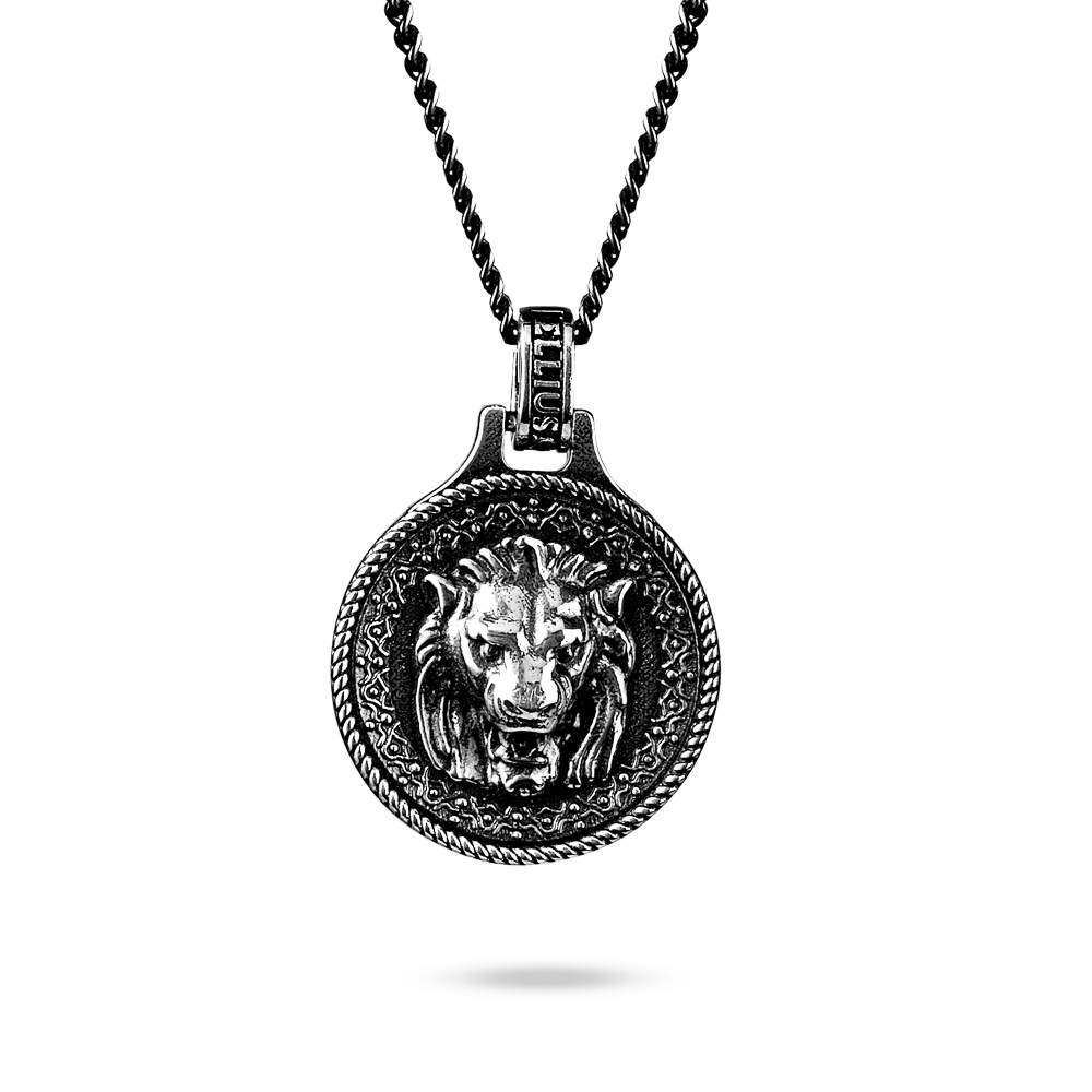 zodiac necklace lion man silver ellius front