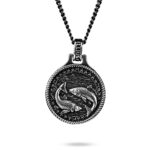 collana zodiaco pesci uomo argento ellius fronte