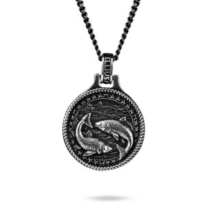 necklace zodiac fish man silver ellius front