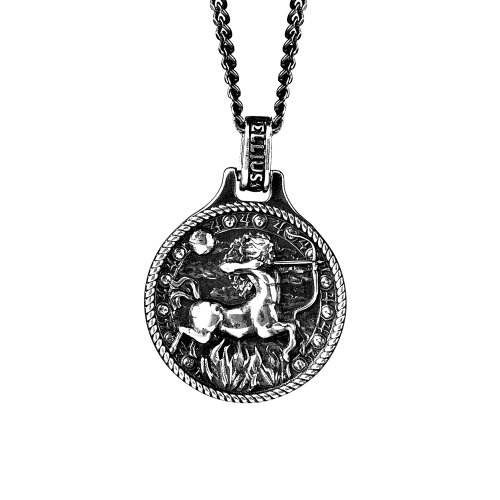 collana zodiaco sagittario uomo argento ellius fronte