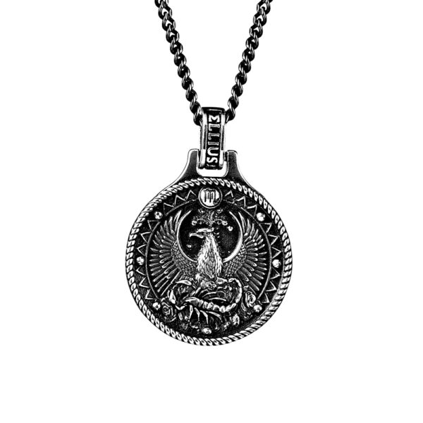 collana zodiaco scorpione uomo argento ellius fronte