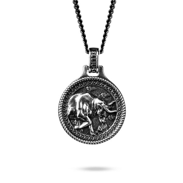 collana zodiaco toro uomo argento ellius fronte