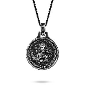zodiac necklace virgin man silver ellius front
