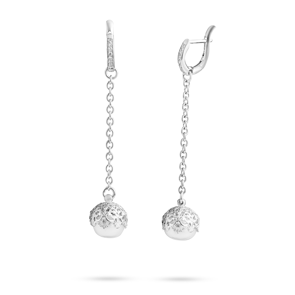 orecchini pendenti cestino barocco con perla naturale argento donna ellius