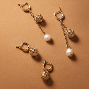 monachella earring baroque basket and pearl pendant