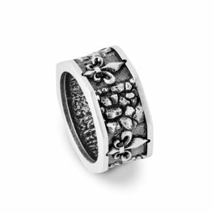 Octagonal Opus Lily Men's Silver Ring Eliius Jewelry