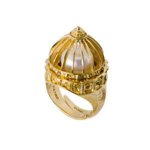 Anello Cupola Roma Perla Dorato San Pietro Gioielli Argento Ellius