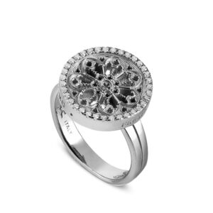 anello rosone pasticca firenze rodio donna gioielli argento ellius