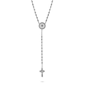 collana rosario rosone siena e croce ietre bianche donna argento gioielli ellius