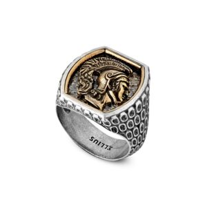 Anello Chevalier Lavorato Elmo Romano Uomo Gioielli Argento Ellius