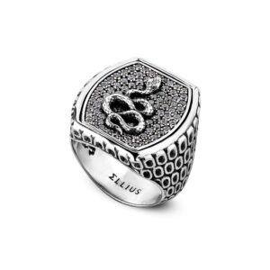 Anello Chevalier Lavorato Serpente e Pietre Donna Gioielli Argento Ellius