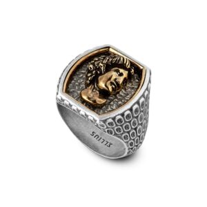 Anello Chevalier Lavorato Virtus Michelangelo Uomo Gioielli Argento Ellius