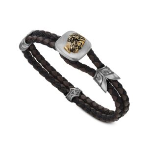 Bracciale Zeus Pelle Uomo Gioielli Argento Ellius