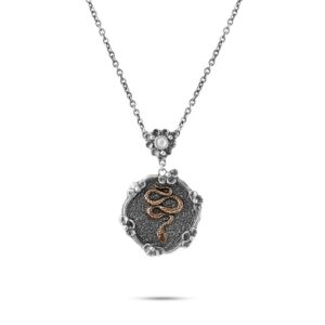 Collana Sigillo Grande Serpente Donna Argento Gioielli Ellius