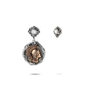 Orecchini Asimmetrici Sigillo Elmo Romano Donna Gioielli Argento Ellius