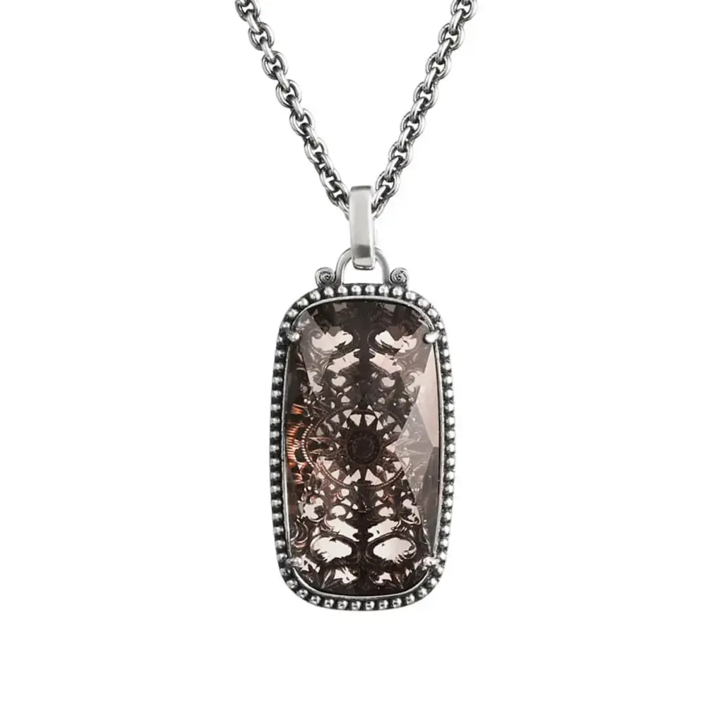 Collana in argento con ciondolo fumé rettangolare