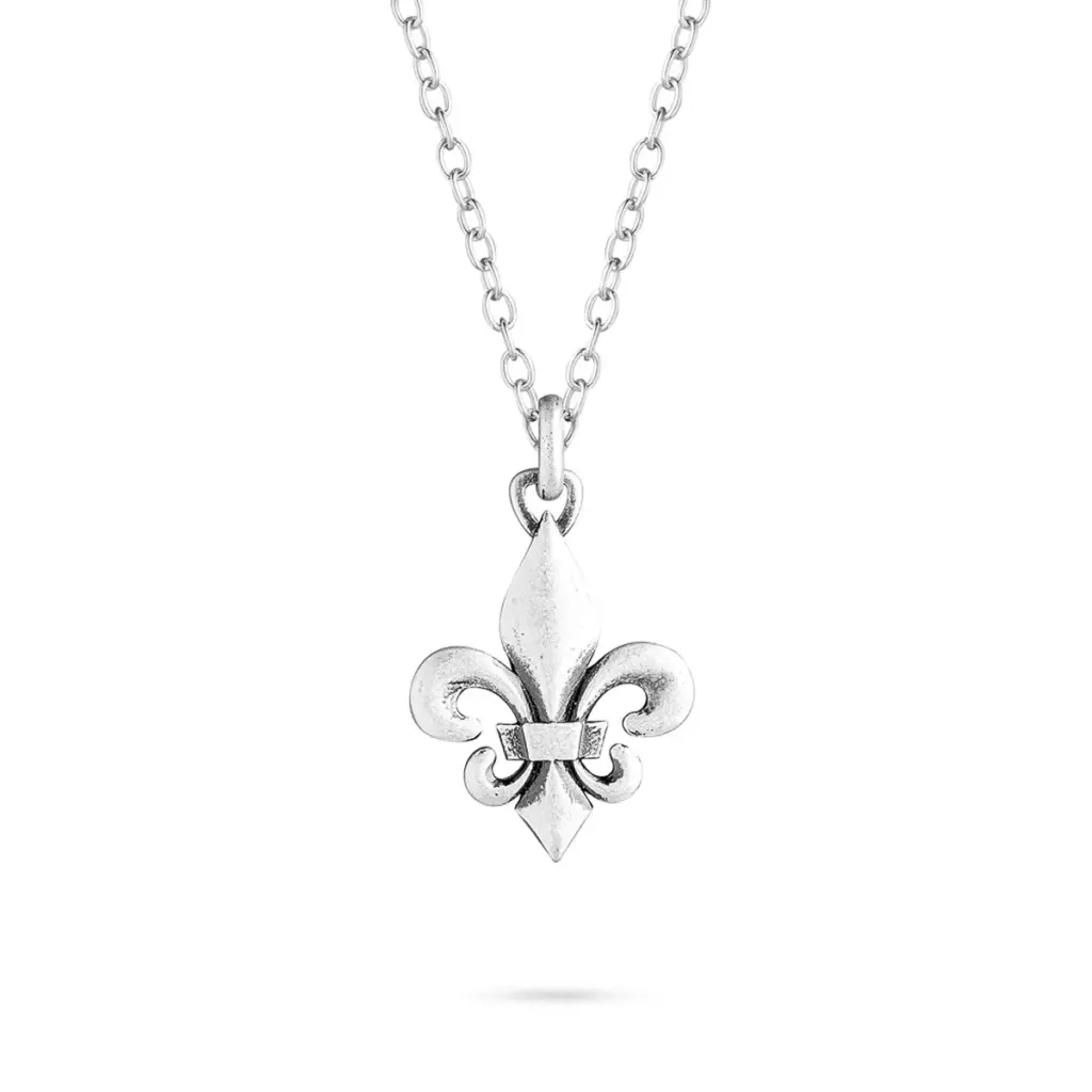 Collana uomo in argento con ciondolo a forma di giglio